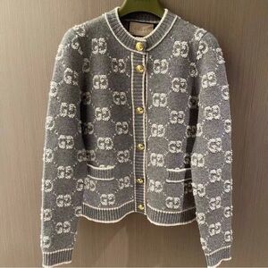 Gucci Gray and Cream Patterned Cardigan